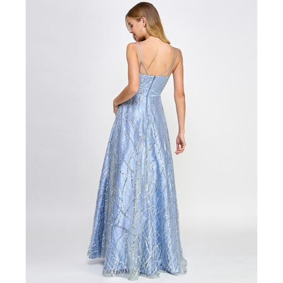 Say Yes To The Prom Juniors Glitter Tulle Embellished Ball Prom Gown 15/16 NWT - Picture 4 of 13